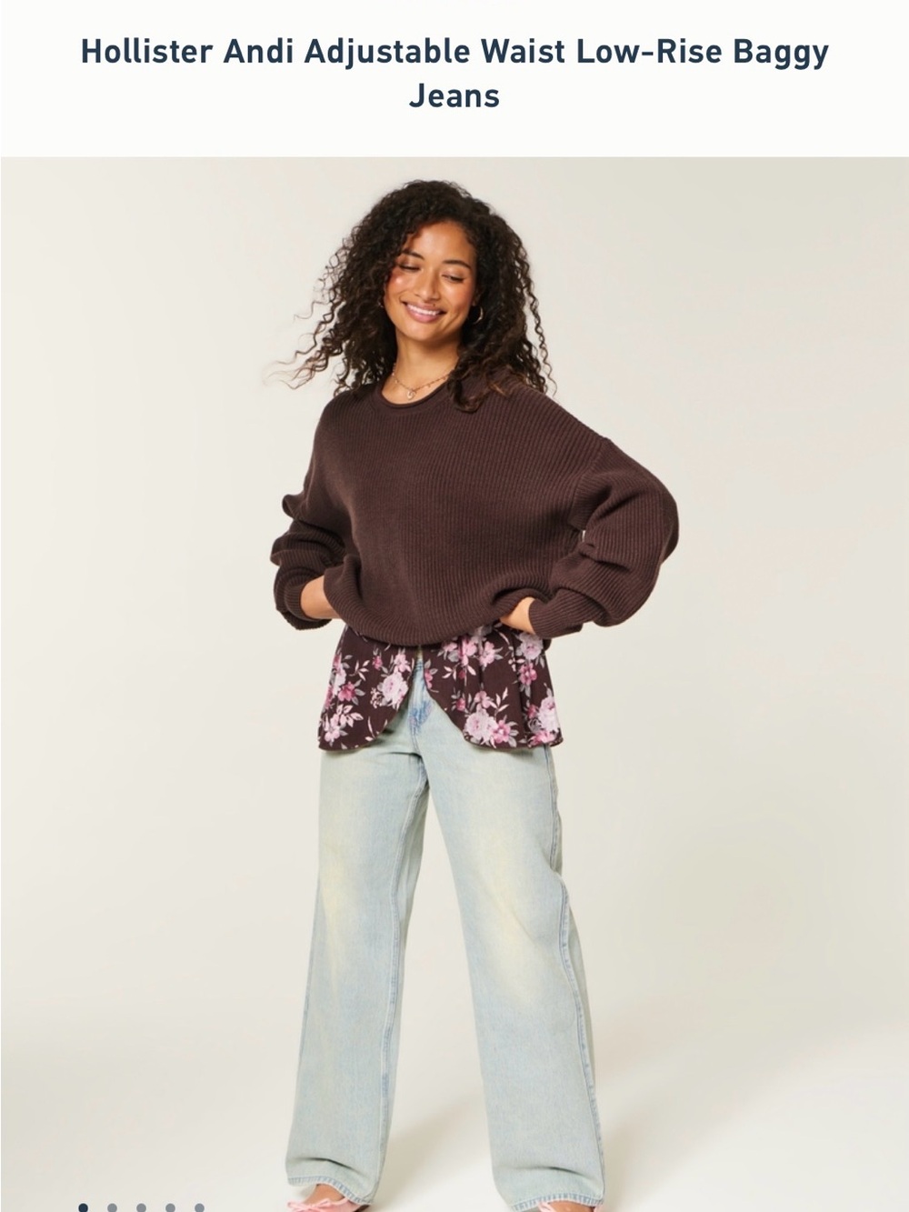 Hollister Oversized Crewneck Sweater in Deep Brown